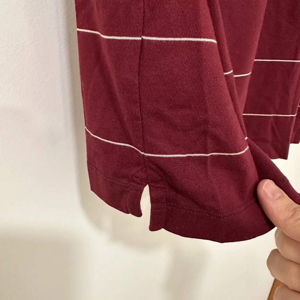 Banana Republic‎ Fitted Pima Polo Mens XL Burgundy White Stripe | Preppy Classic